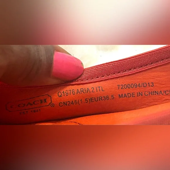 Coach Signature Suede Orange Red Ballet Flat slip on women’s size 7.5 - Picture 5 of 9
